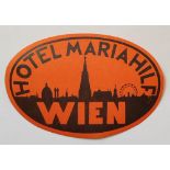 antiker Hotel Kofferaufkleber "Hotel Mariahilf Wien"