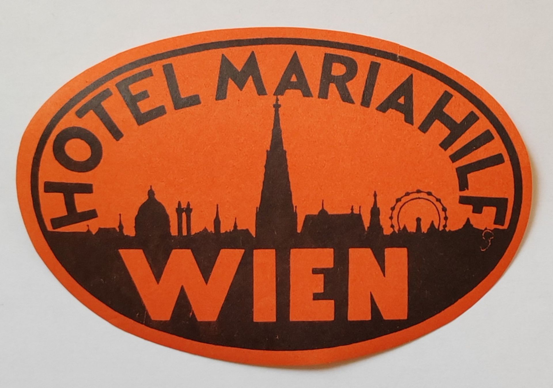 antiker Hotel Kofferaufkleber "Hotel Mariahilf Wien"