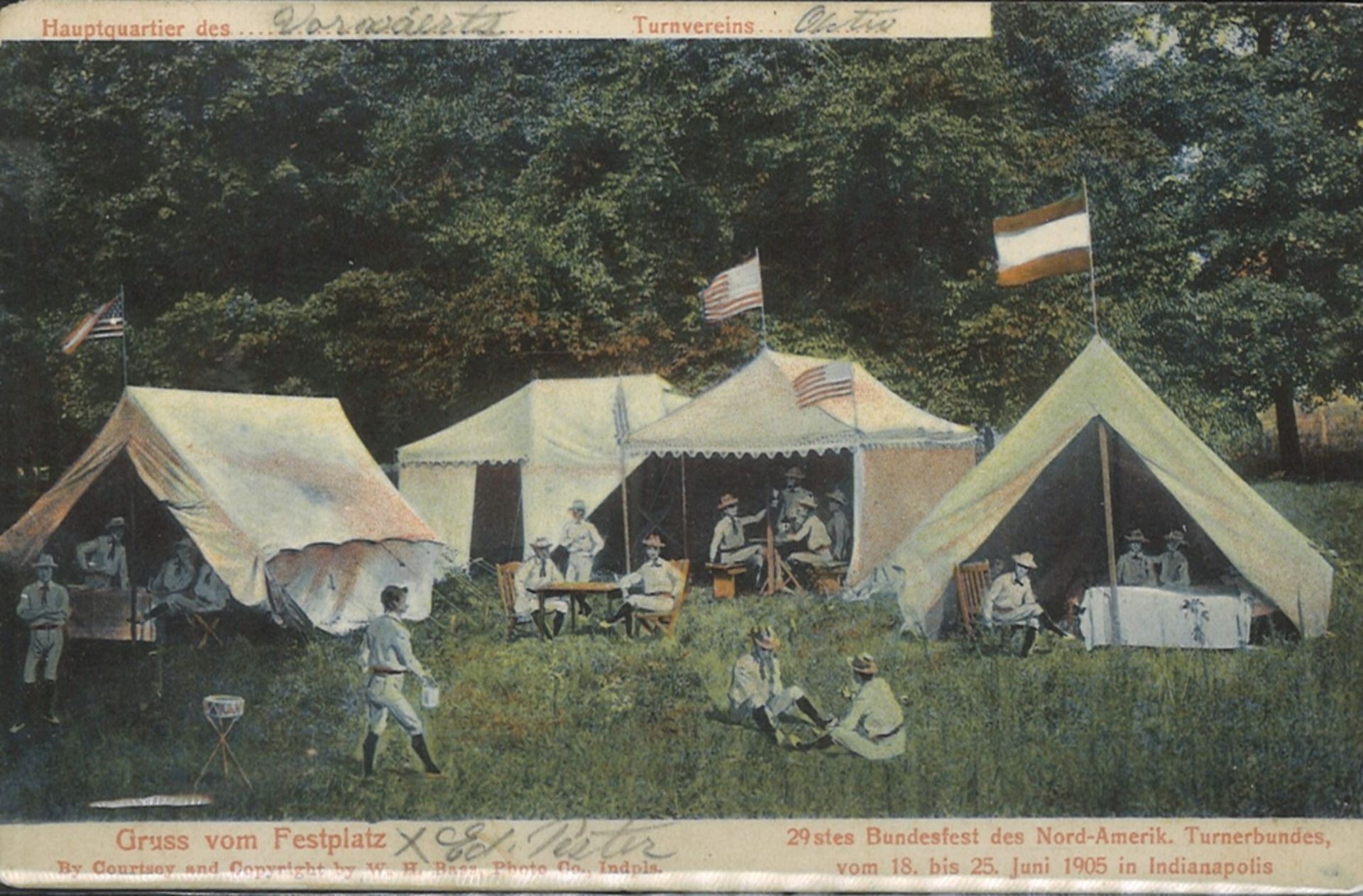 Postkarte Nord Amerika "Gruss vom Festplatz" 29stes Bundesfest des Nord-Amerik. Turmnerbundes, vom