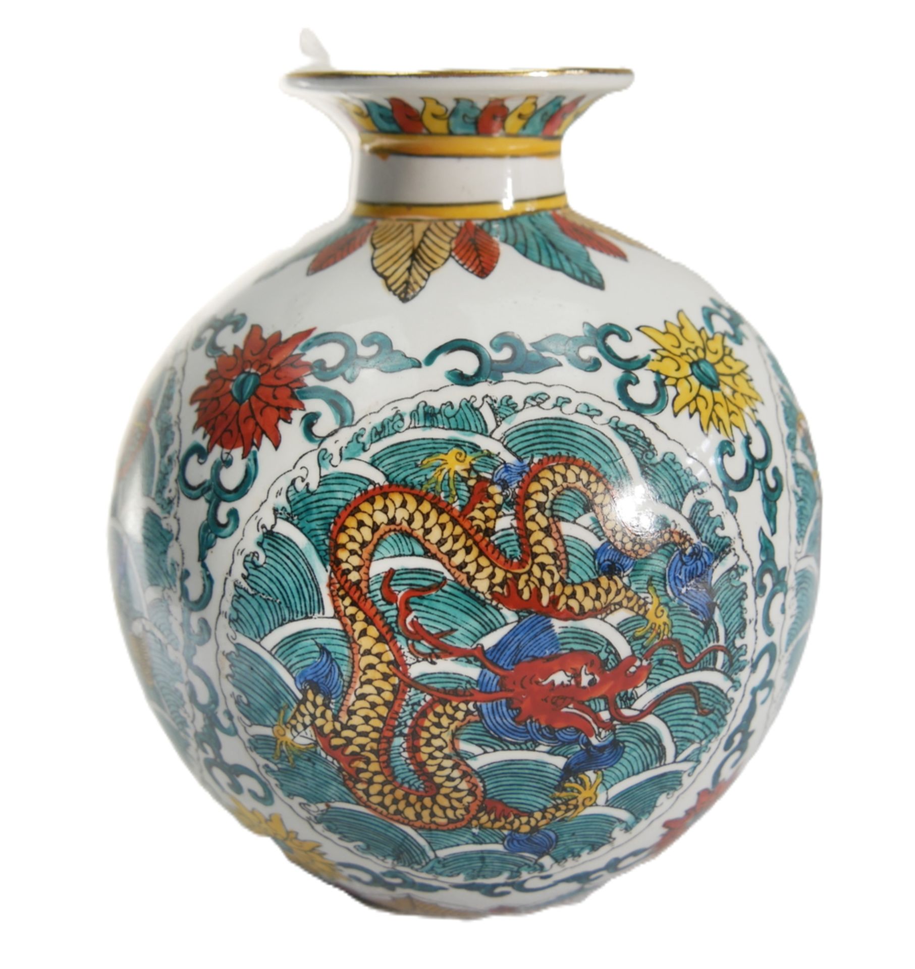 Porzellanvase China mit Drachenmotiv, am Boden gemarkt. Höhe ca. 18,5 cm - Bild 2 aus 3