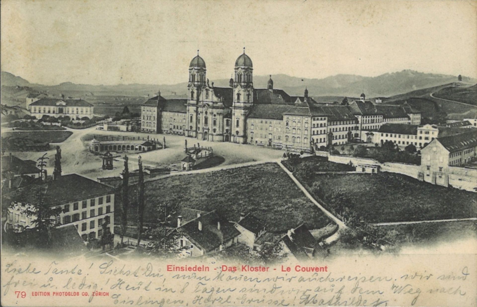 Postkarte "Einsiedeln - Das Kloster - Le Couvent" gelaufen