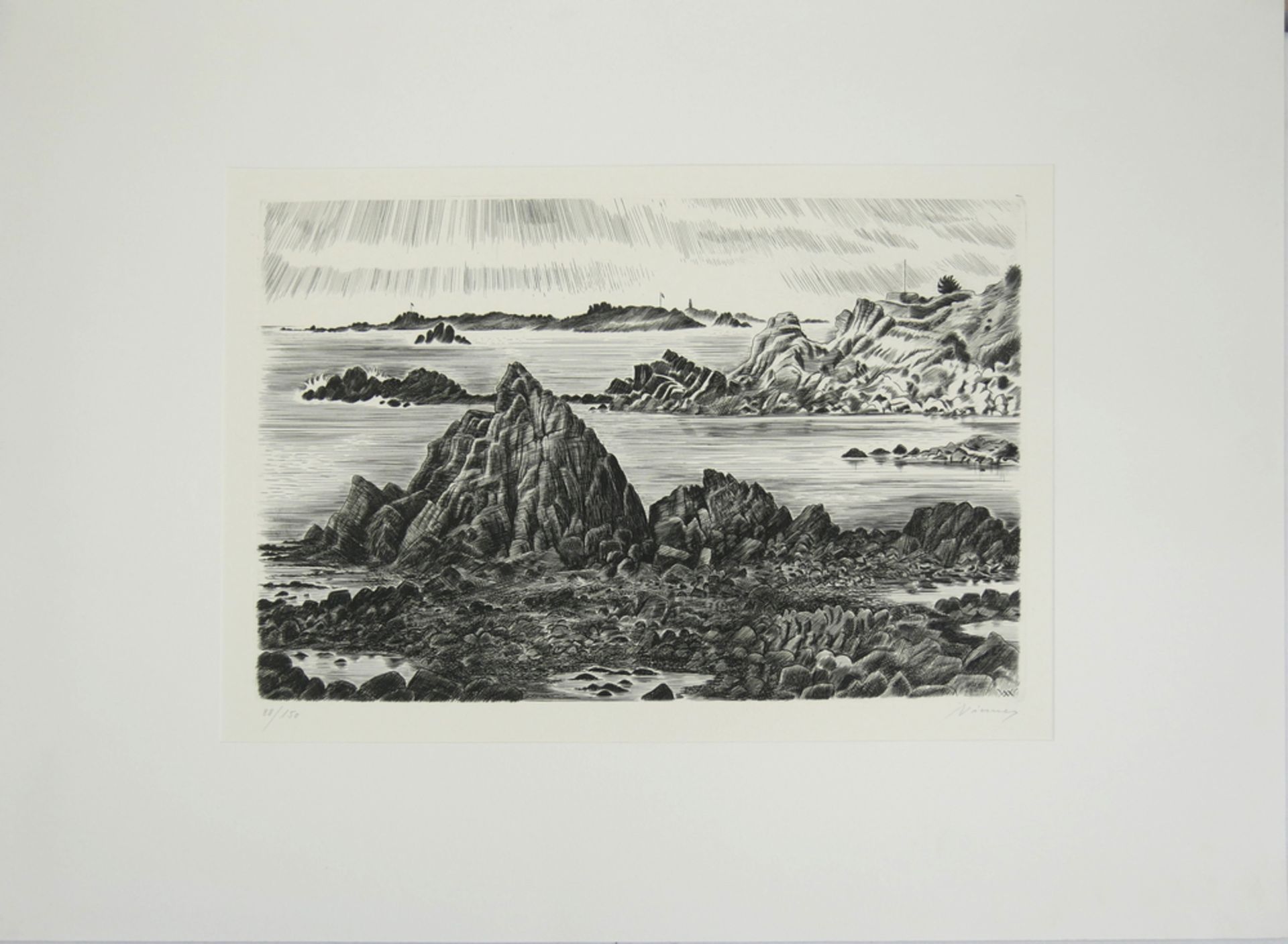 Wolfgang Niesner (1925-1994). Radierung "Isles of Scilly" Blatt 88/150, handsigniert. Blattmaße: