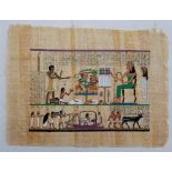 Papyrus aus Ägypten "Nefertari die Reise ins Jenseits" mit naturbelassenen Rändern. Blattmaße: