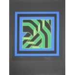 Jürgen REIPKA (1936-2013) Farbserigraphie "Abstrakte Komposition in blau / grün / schwarz"