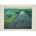 Arndt MAIBAUM (1940) Farbradierung "Genesis: Pyramiden (1974)". Blatt 56/100, handsigniert und