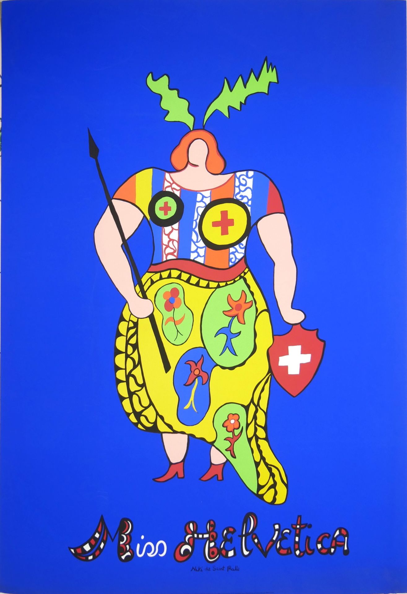 Lithografie, "Miss Helvetia" 1993, Niki de Saint Phalle, Maße: Breite ca. 70 cm und Höhe ca. 100 cm