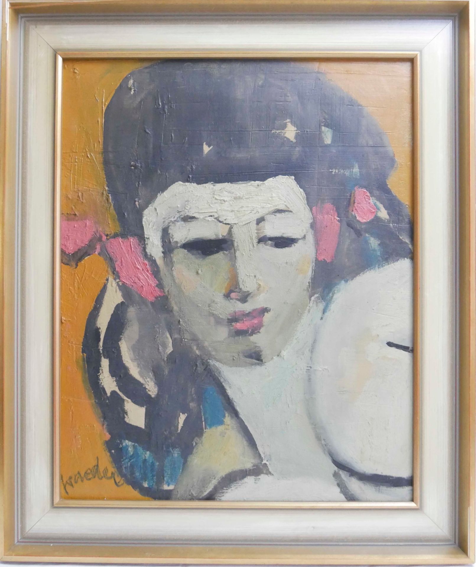 wohl Thomas Traeder (1958- ) Ölgemälde auf Leinwand "Art Deco Dame" links unten Signatur Traeder,