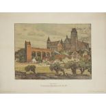 Farblithografie "Ordensburg Marienwerder" Arthur Bendrat 1872 - 1914. Maße ca. 44 x 57 cm