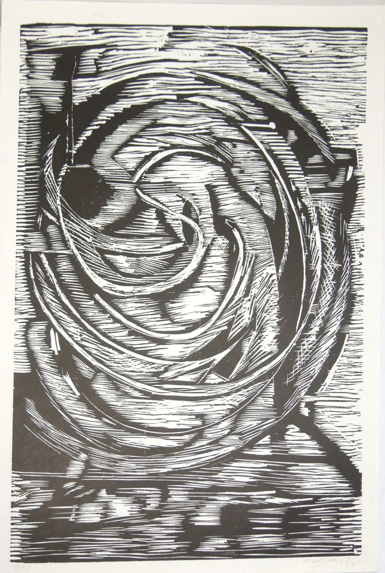 Grafik wohl Ryszard STRYJEC (1932-1997)? "Komposition" handsigniert. Blatt 0/40. Blattmaße: Höhe ca.