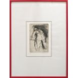 Lithografie "nackte Frau bei der Morgentoilette", hinter Glas gerahmt, 2/10, Signatur unten rechts