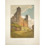 Farblithografie "Ruine der Ordensburg Rheden in W.-Pr." Arthur Bendrat 1872 - 1914. Maße ca. 44 x 57