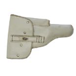 Pistolenholster, weißes Leder. Prägenummer 11 63-40, gebrauchter Zustand