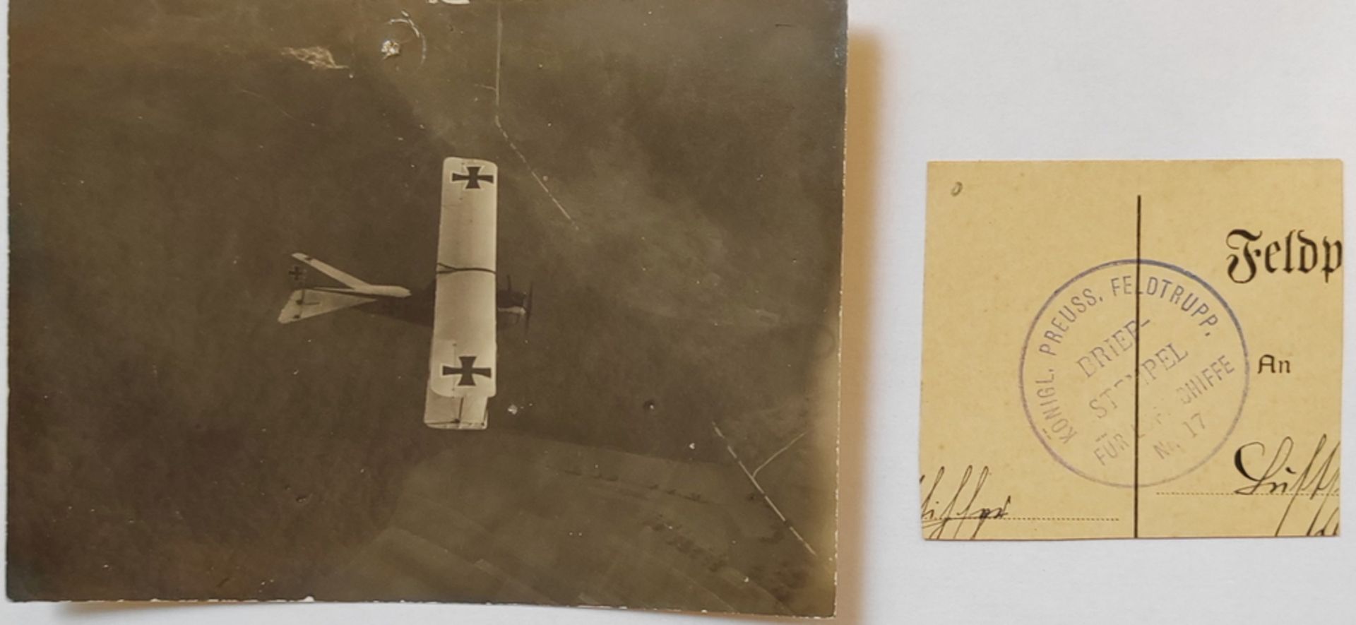 Foto Original Flugzeug 1 Weltkrieg + Briefstempel für Luftschiffe Nr. 17