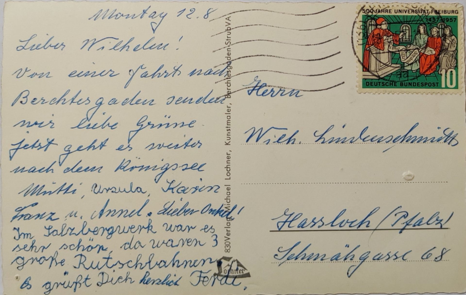 Postkarte "Der Obersalzberg vor und nach 1945" Hitlerhaus und Göringhaus, gelaufen - Bild 2 aus 2