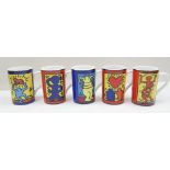 6 Tassen "Keith Haring" Könitz, dabei Style-No. 2, 3, 4, 5 und 6. Verschiedene Designes. Teilweise