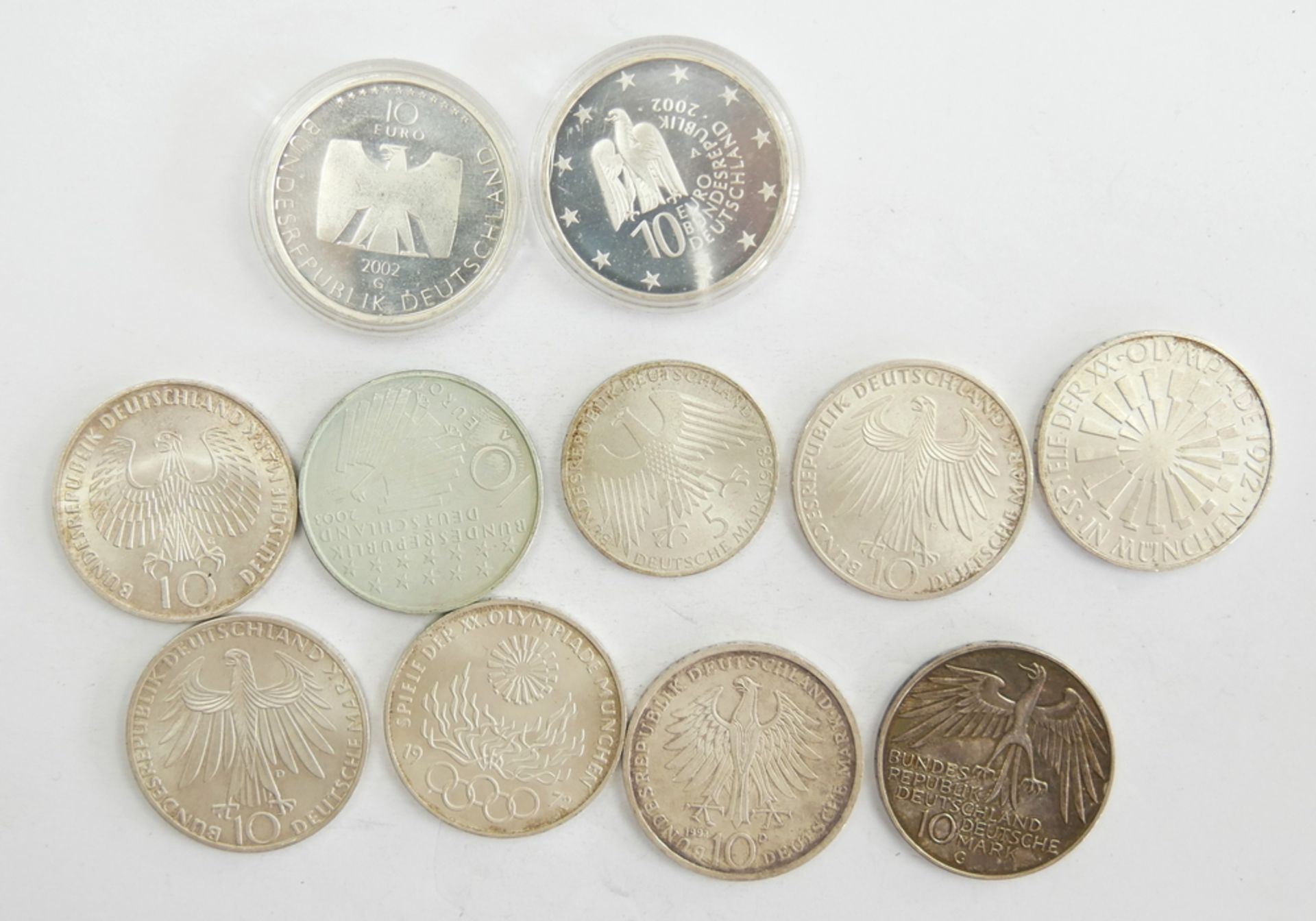Lot Münzen BRD bestehend aus 7x 10 DM, 1x 5 DM sowie 3x 10 € - Bild 2 aus 2