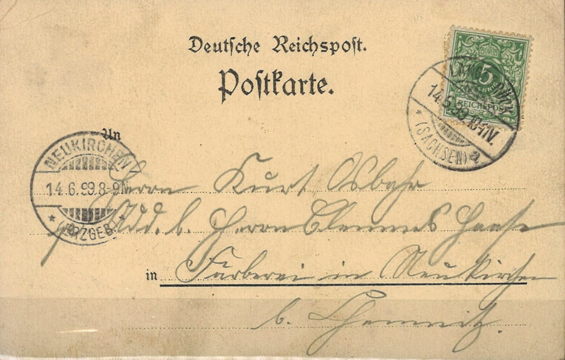 Reichspost. Postkarte "Gruss vom Kurbad Langebrück", gelaufen - Bild 2 aus 2