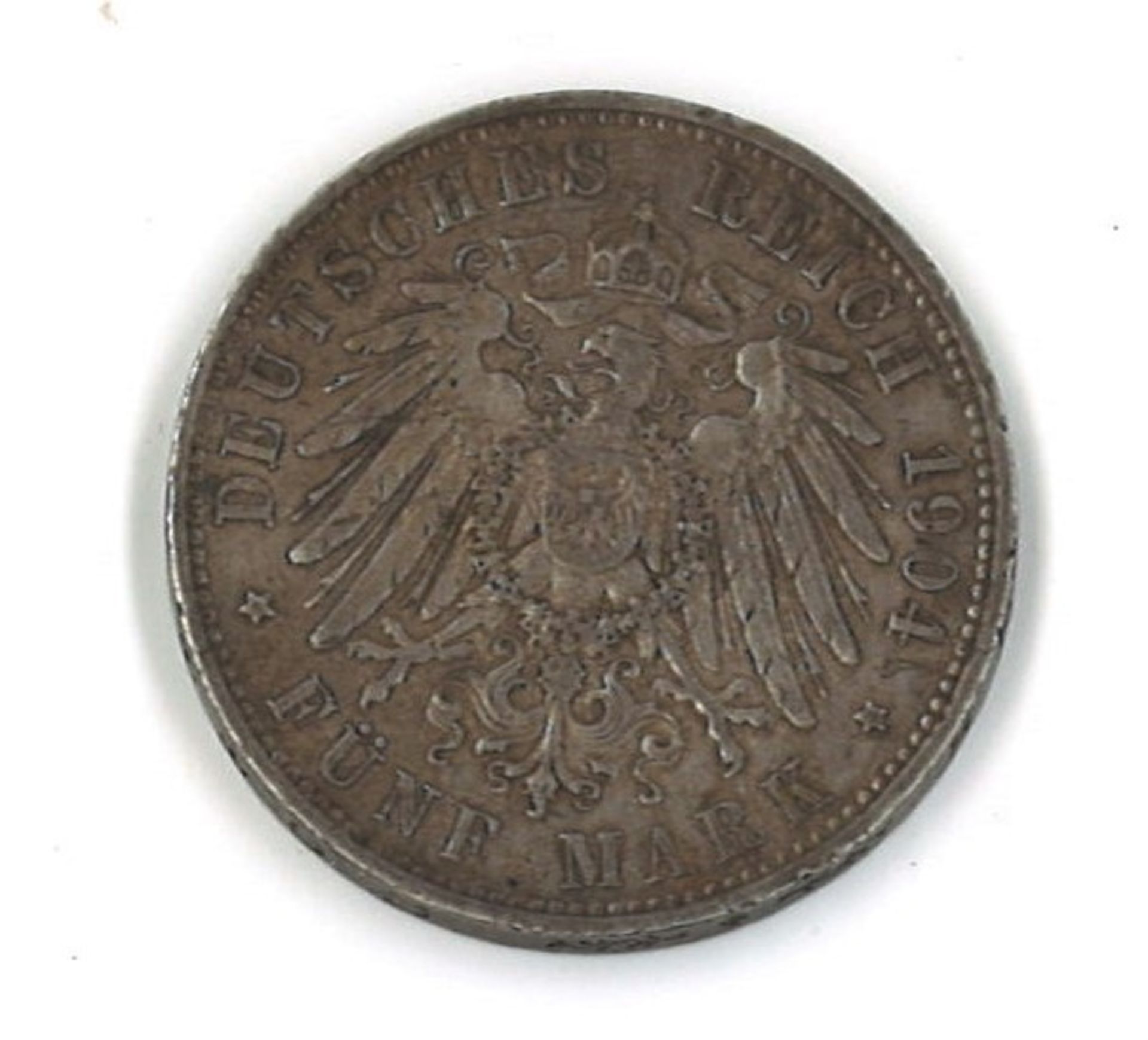 Kaiserreich 5 Mark Münze Sachsen 1904. KM 1262. Erhaltung SS+