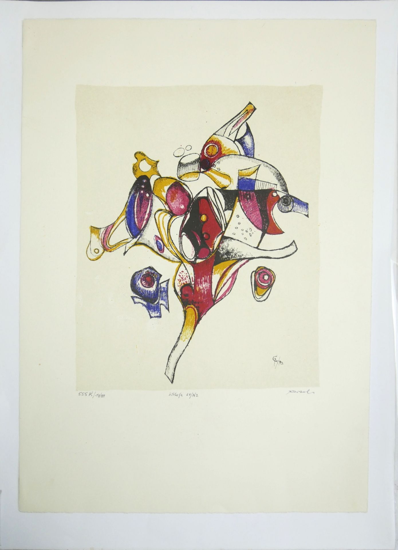 Rolf Lavael 1898 - 1979. Farblithografie "Lithofa 69/N2", signiert. Maße: ca. 43 x 59 cm
