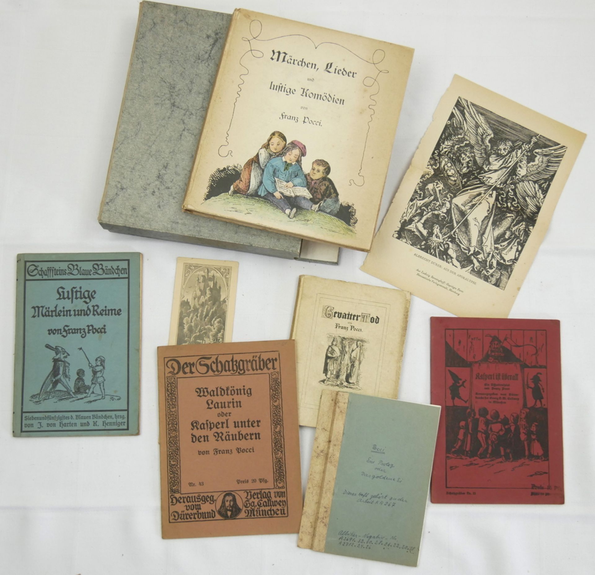 Kleines Lot alte Bücher von Franz Pocci, dabei Gevatter Tod, Märchen, Lieder und lustige Komödien,