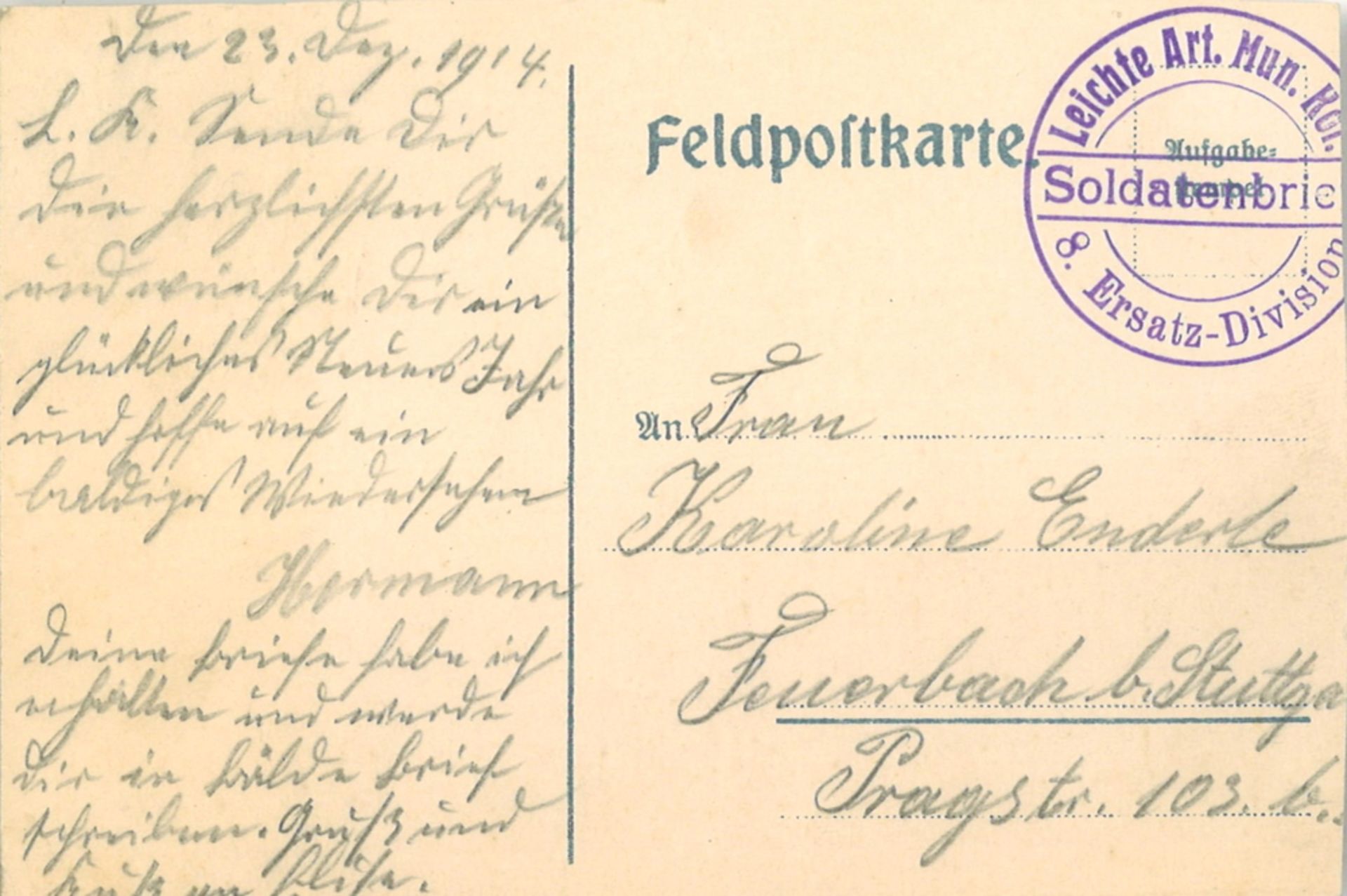 Feldpostkarte "Vieville en Haye" Viel Glück zum neuen Jahr 1915, gelaufen - Bild 2 aus 2