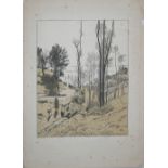 Hans THOMA (1839-1924) Lithographie 'Montecucco' (1897), handsigniert. Blatt teilweise mit einrissen