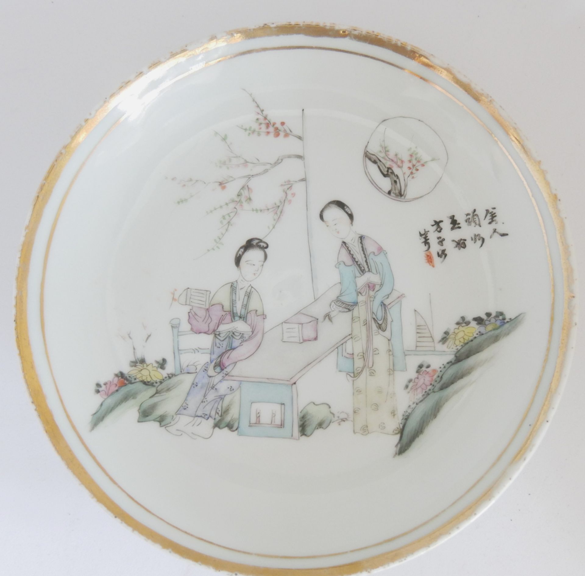 Aus Sammelauflösung! Altes chinesisches Porzellan des 19. Jahrhunderts. Teetasse mit Deckel und - Bild 2 aus 4