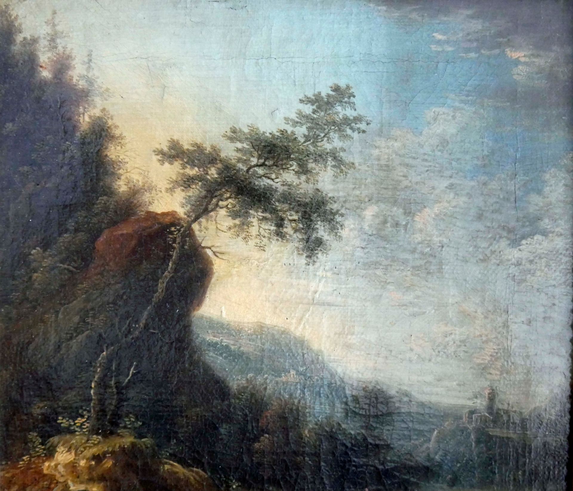 Ölgemälde "Edler Herr auf dem Weg zu seinem Anwesen", Johann Christian Vollerdt (1708-1769), im - Image 6 of 6