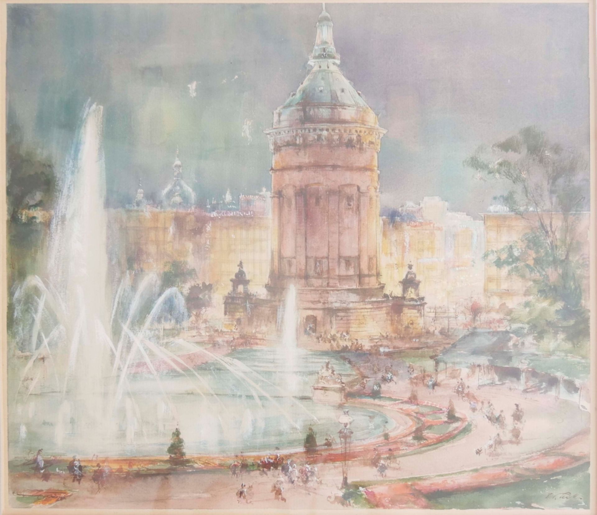 Wolfgang Tritt. Aquarell "Mannheim", links unten Signatur. Hinter Glas gerahmt. Maße mit Rahmen: - Bild 2 aus 3