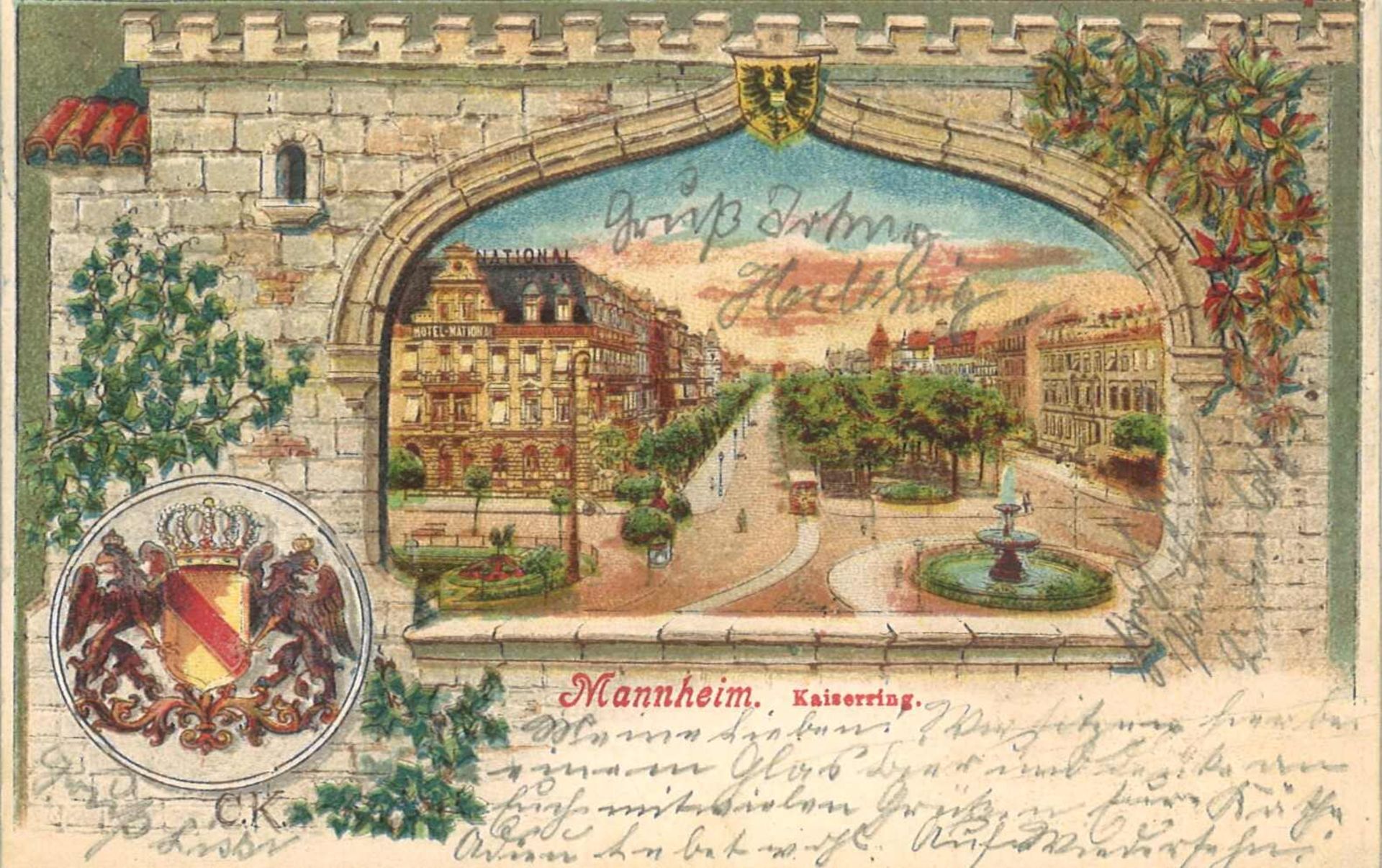 Postkarte "Mannheim, Kaiserring", gelaufen