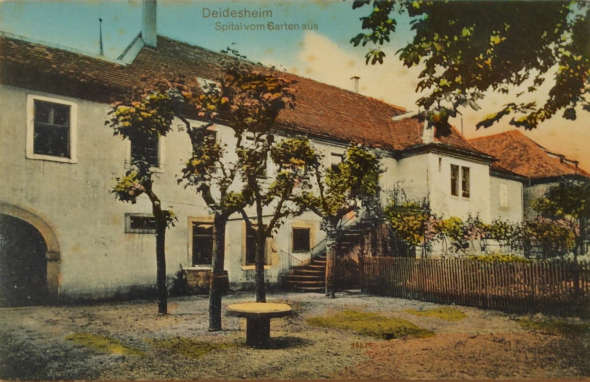 Postkarte "Deidesheim Spital vom Garten aus", gelaufen