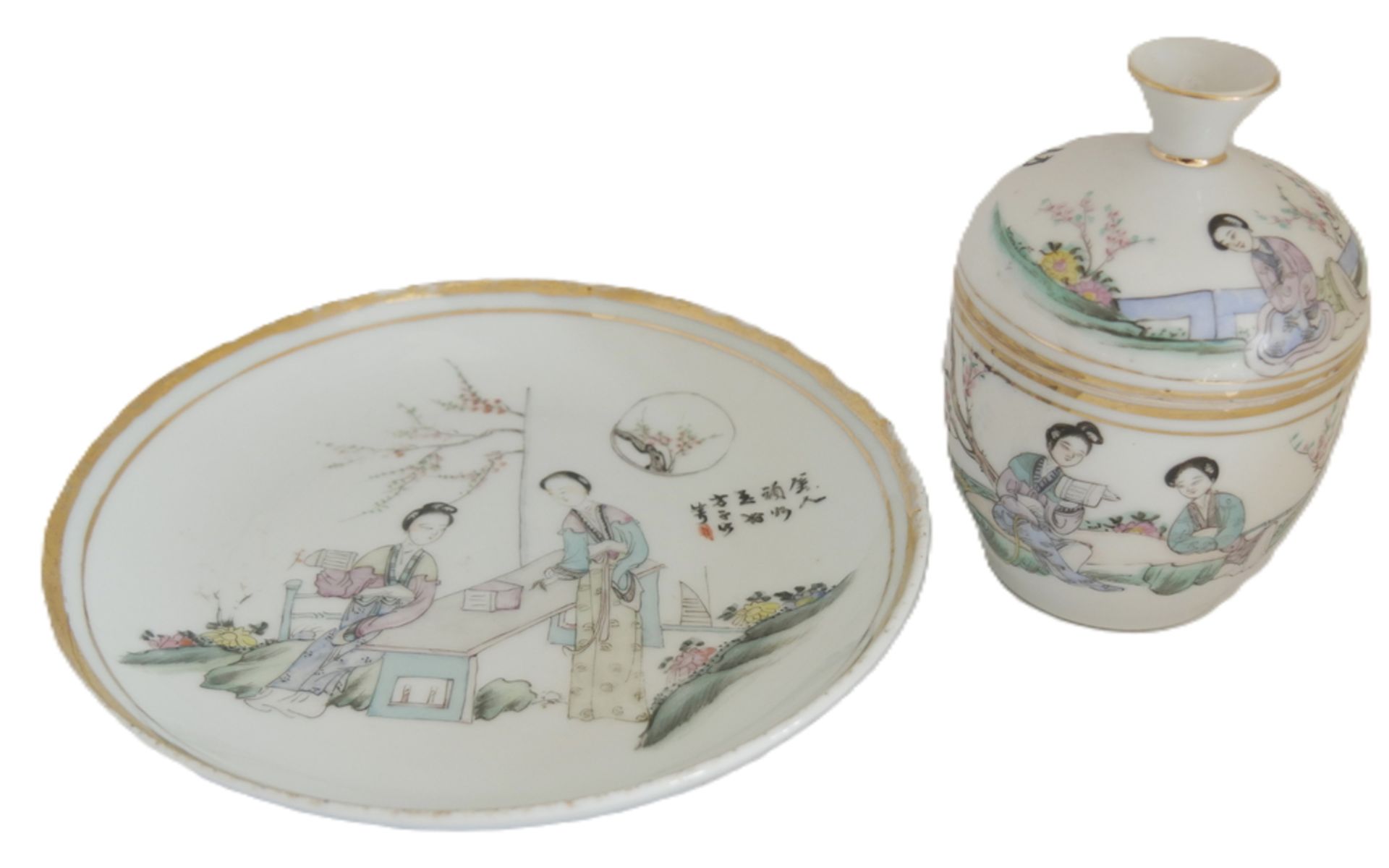 Aus Sammelauflösung! Altes chinesisches Porzellan des 19. Jahrhunderts. Teetasse mit Deckel und