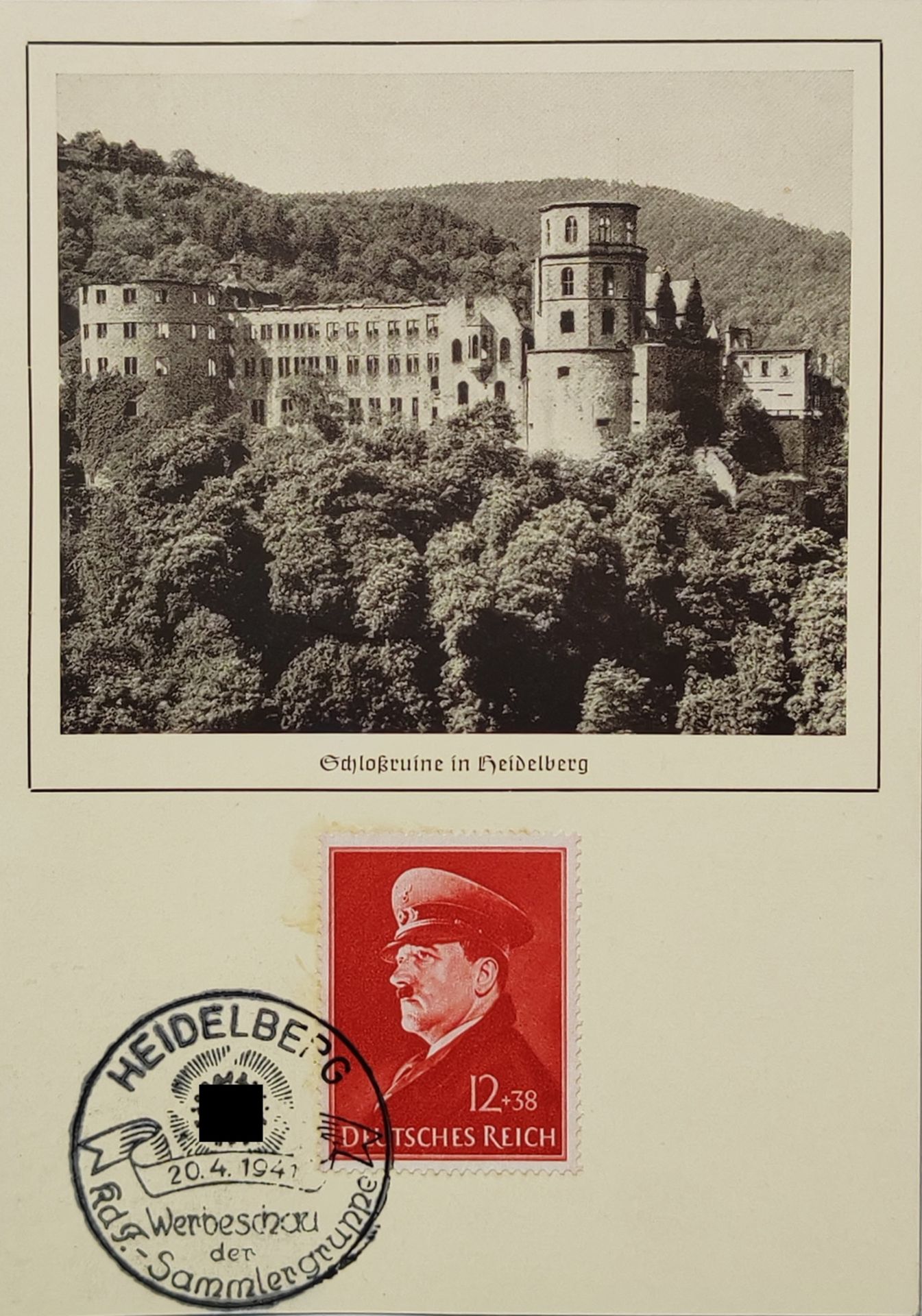 Sonderkarte Deutsches Reich Heidelberg 1941 "Schloßruine in Heidelberg"