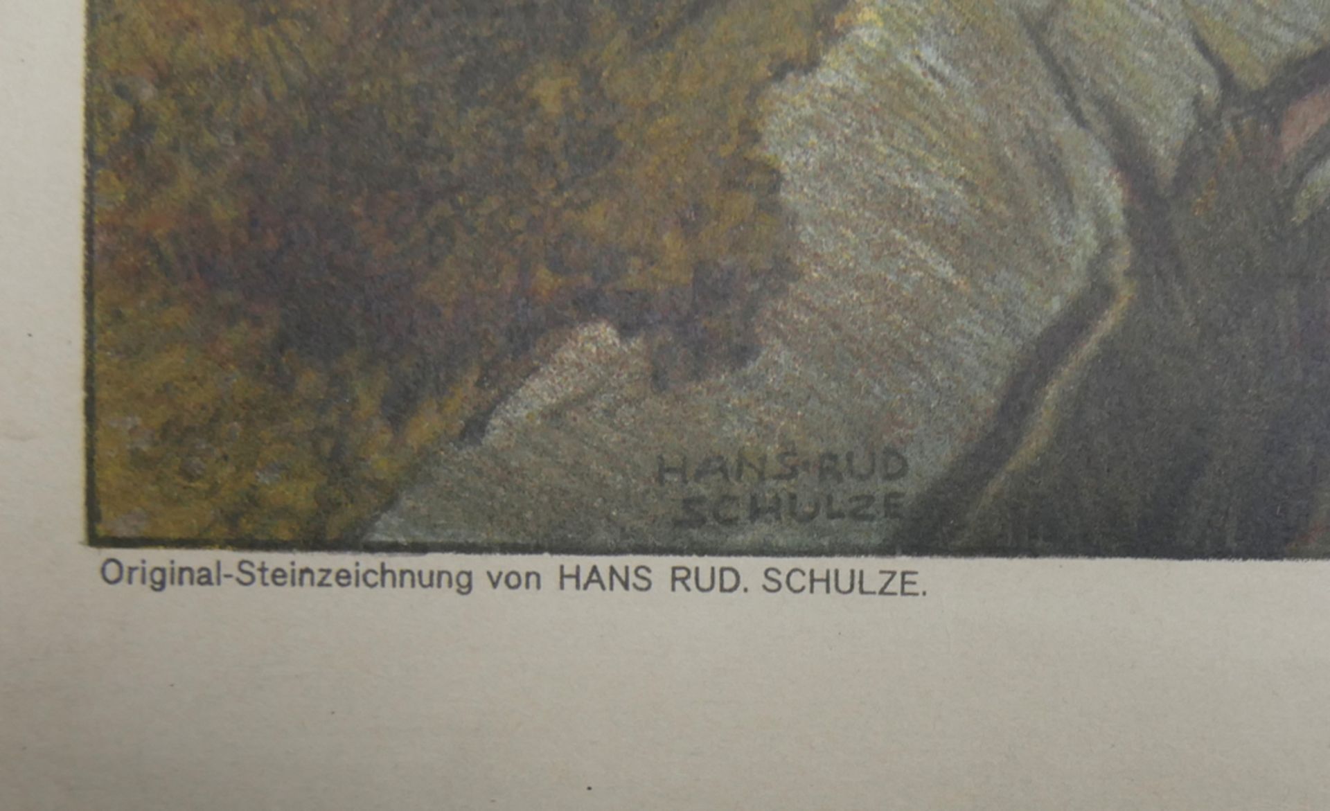 Druck der Original - Steinzeichnung von Hans Rud. Schulze "Burg Gutenfels a. Rhein" Deutscher - Image 2 of 2