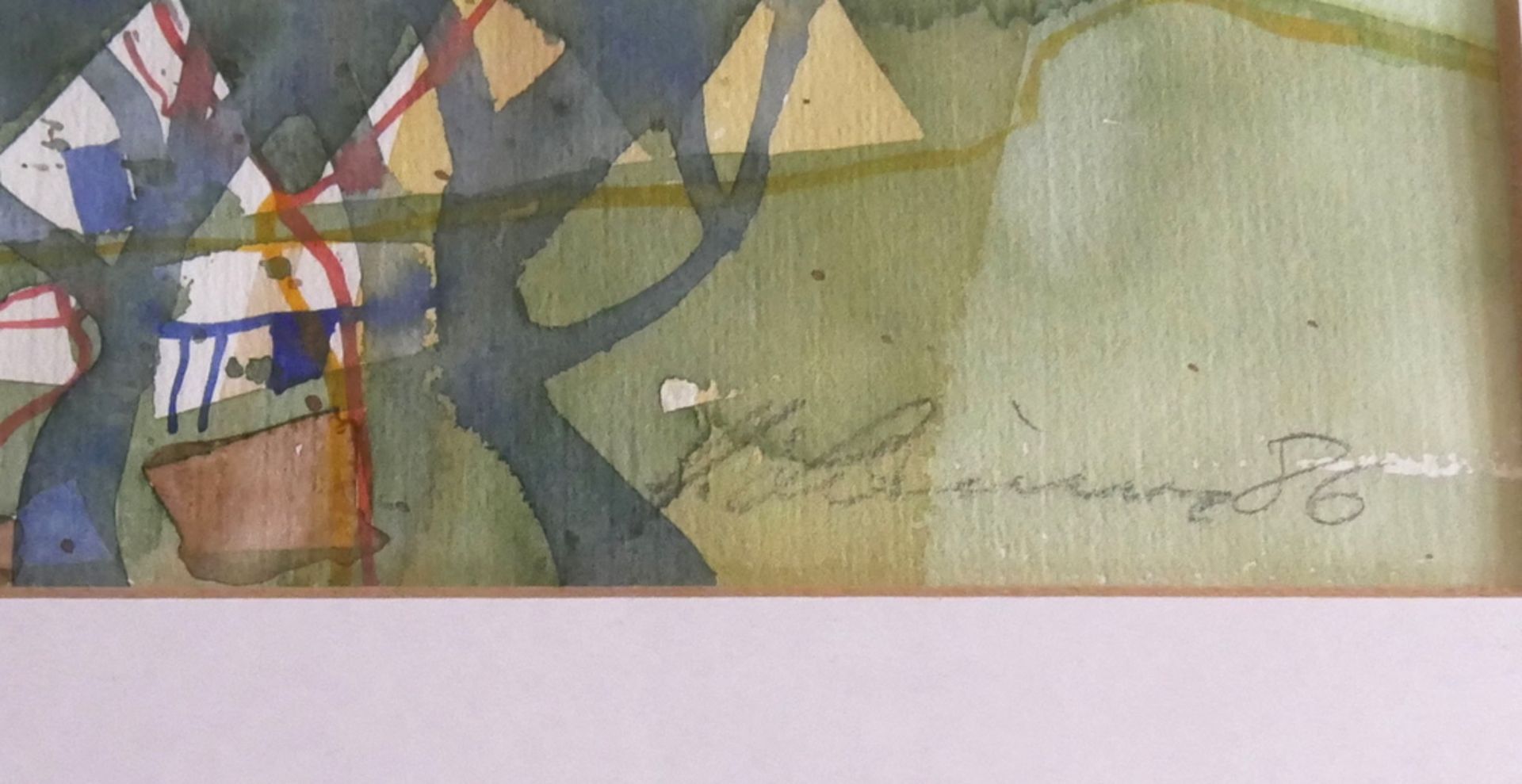 Helmut Laimer. Aquarell auf Papier "Ansicht Kirche" hinter Glas gerahmt. Rechts unten Signatur H. - Image 2 of 2