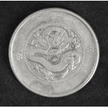 China Yun Nan 1908, 1 Dollar - Silbermünze "Drache". Erhaltung: ss.
