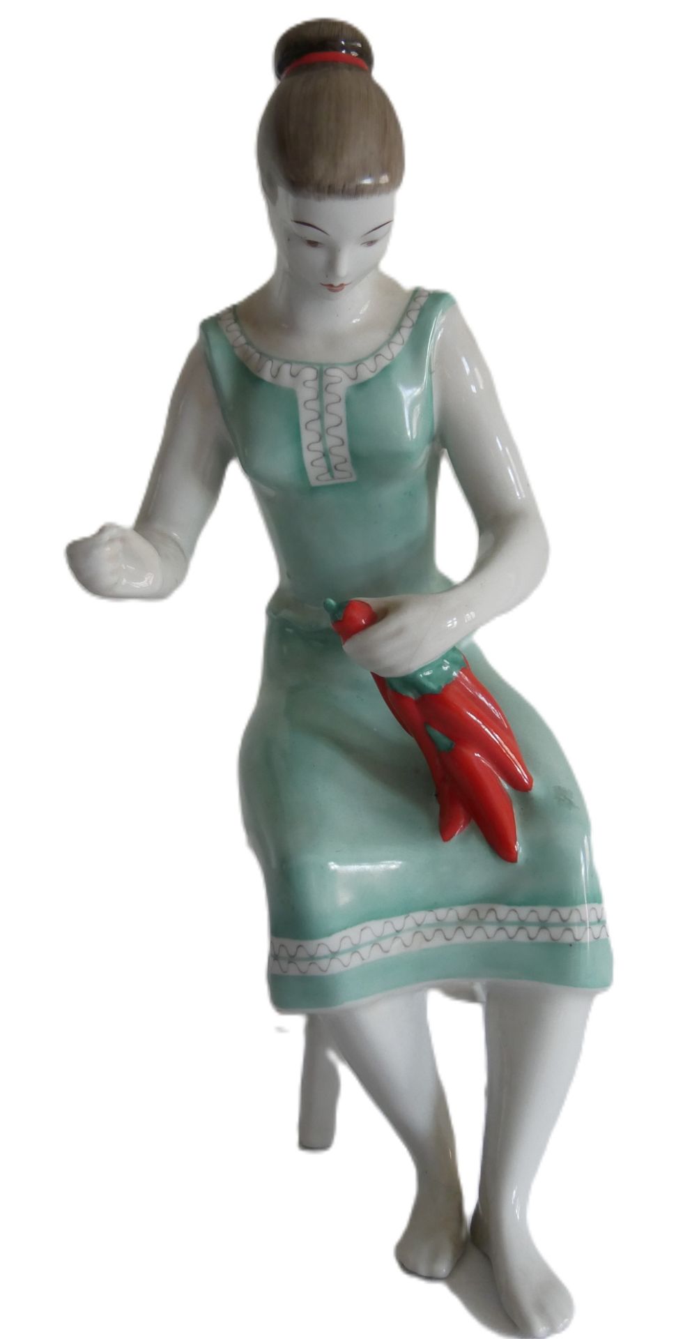 Porzellanfigur Hollohaza-Hungary "Frau mit Paprika" Höhe ca. 25 cm