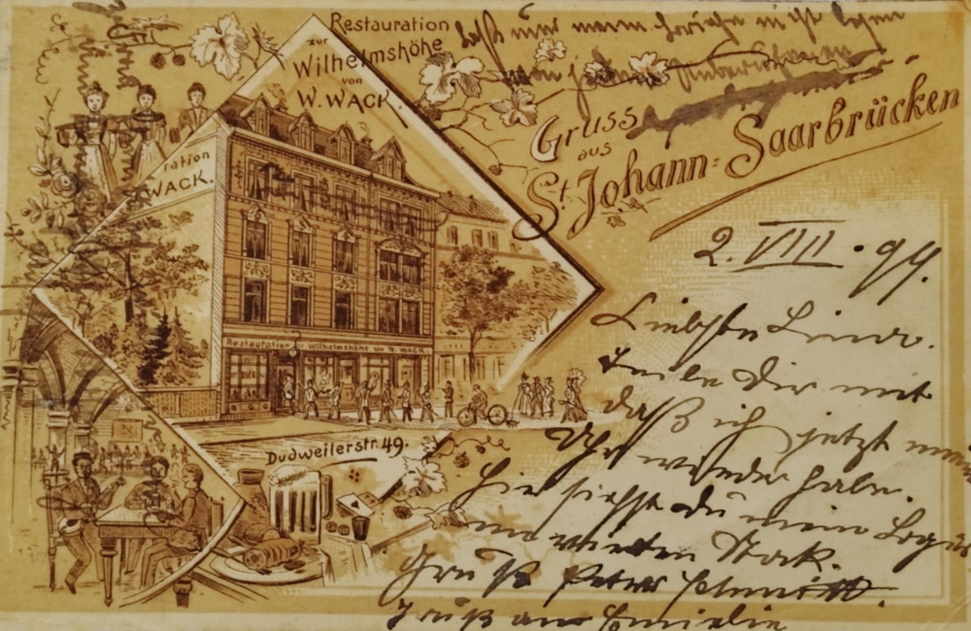 Postkarte "Gruss aus St. Johann Saarbrücken", gelaufen