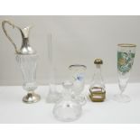 Lot Glas aus Auflösung, dabei Vase, Glaskaraffe mit Stöpsel, Bierglas, Glas mit Emaillemalerei, etc.