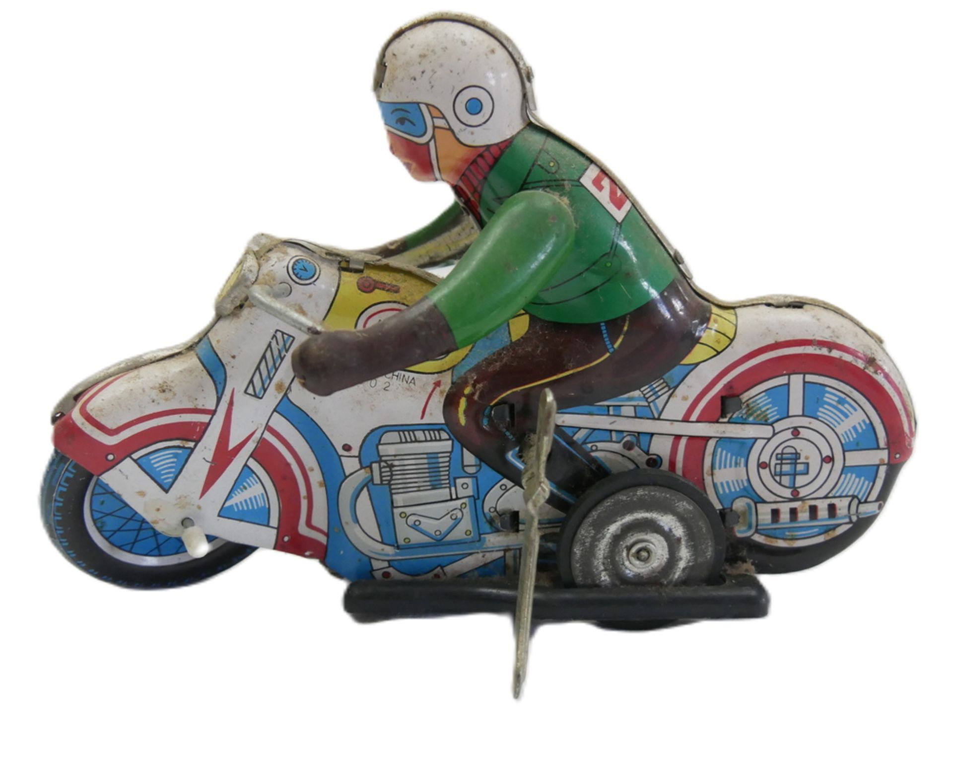 50er Jahre Blechmotorrad mit Aufziehmotor. Schlüssel vorhanden. Länge ca. 18 cm