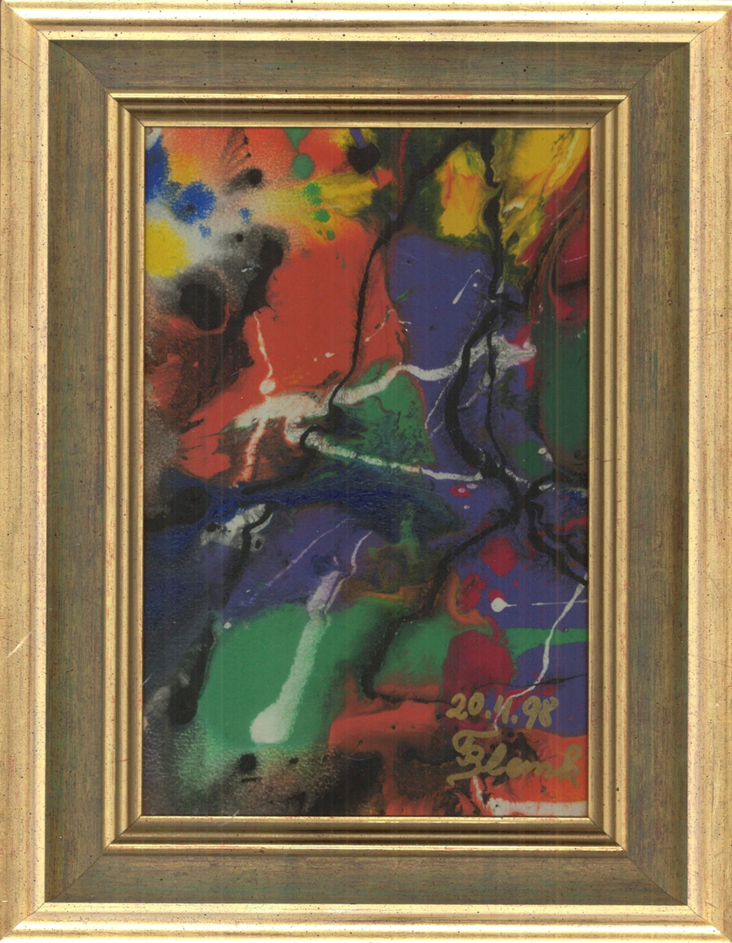 wohl Franz J. BLANK (1932)? Acryl auf Platte "abstrakte Komposition" rechts unten Signatur F Blank