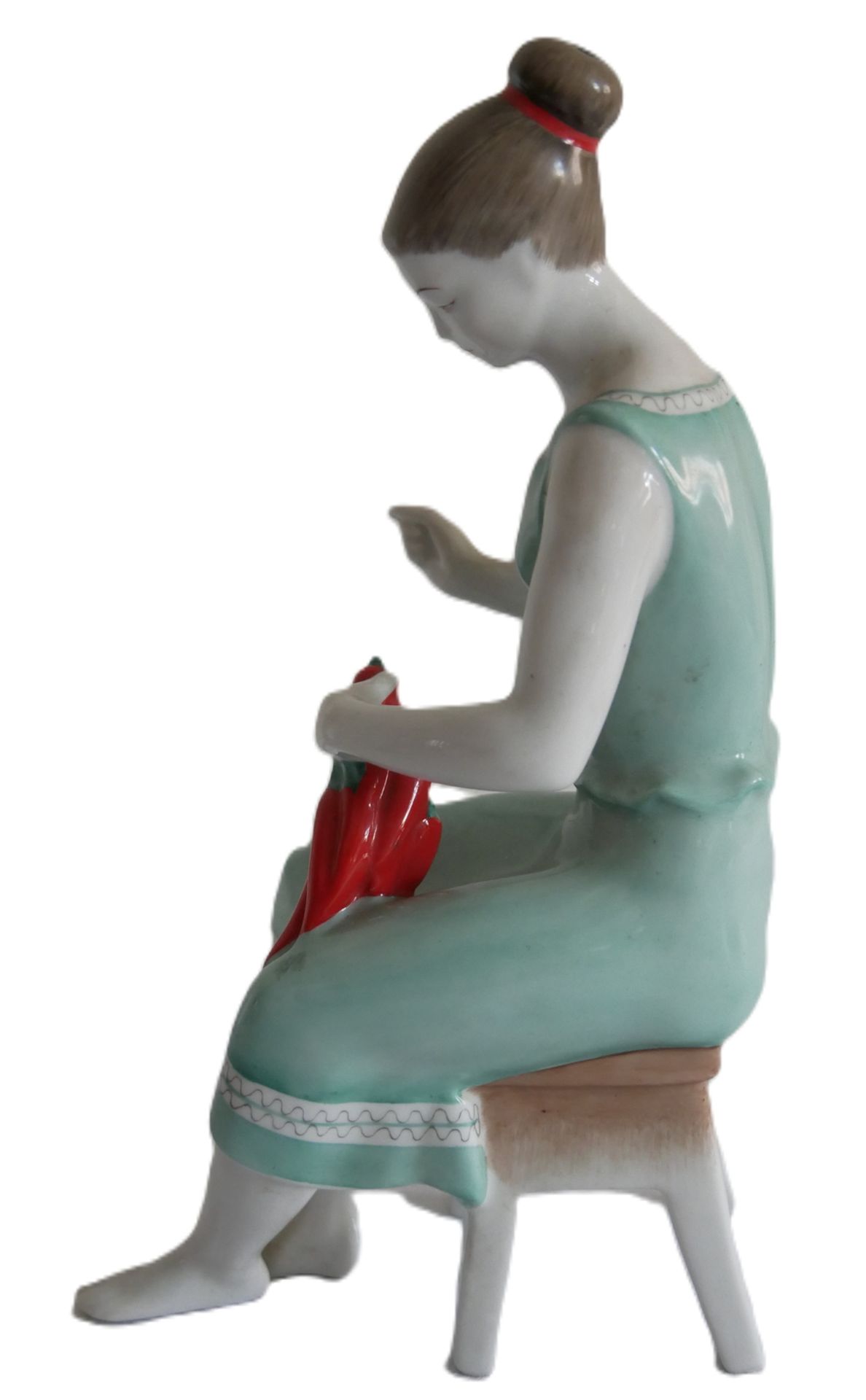 Porzellanfigur Hollohaza-Hungary "Frau mit Paprika" Höhe ca. 25 cm - Bild 3 aus 4