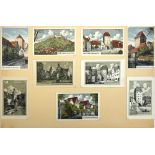 Postkarten-Sammlung " Hersbruck" auf Karton, insgesamt 9 Stück