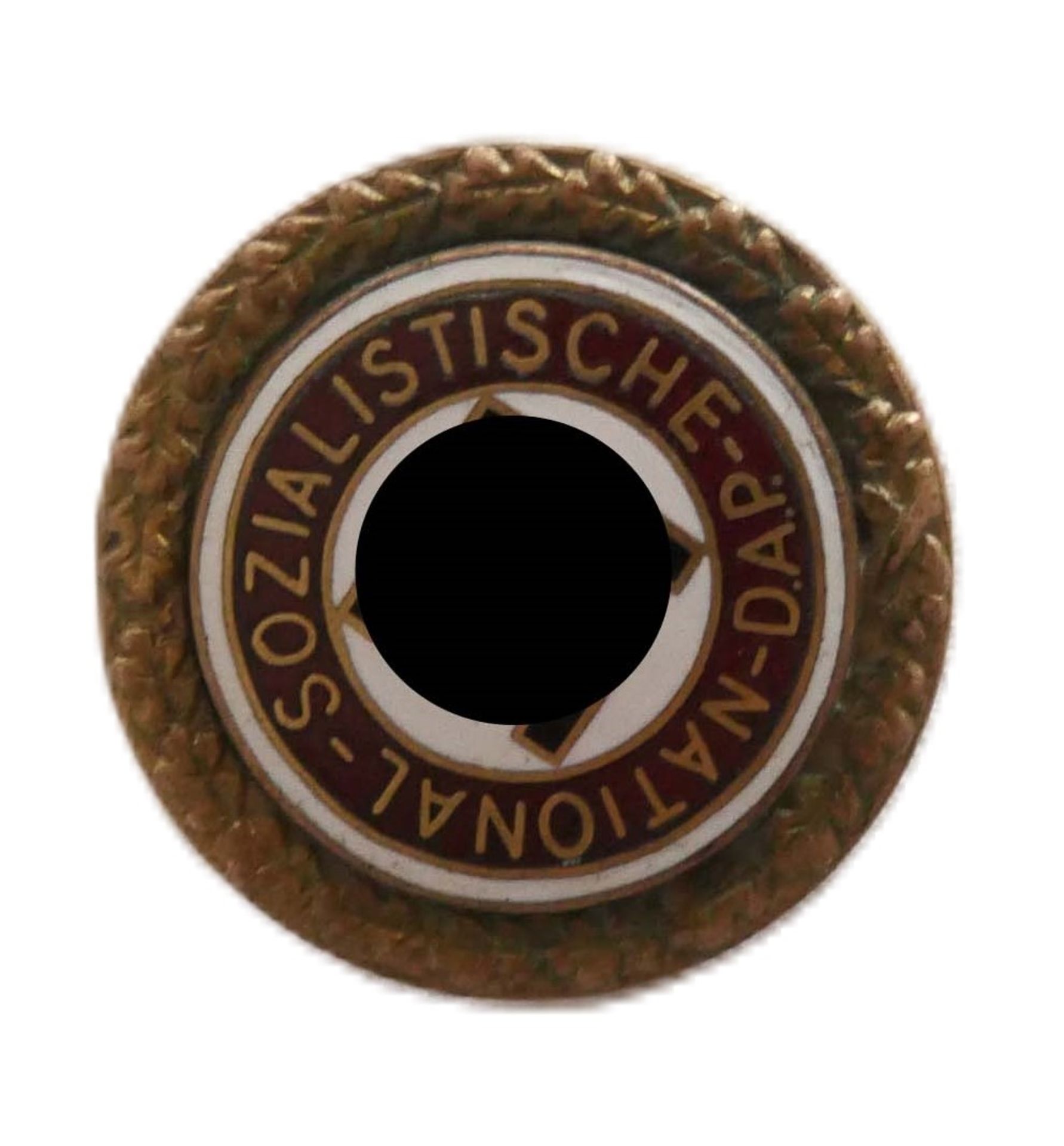 goldenes Parteiabzeichen der NSDAP A.H. 30.1.39 Ges. Gesch. Tragespuren vorhanden. Bitte