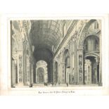 Lithographie "Das Innere der St. Peters Kirche in Rom." Blattmaße: Höhe ca. 24 cm, Breite ca. 32 cm