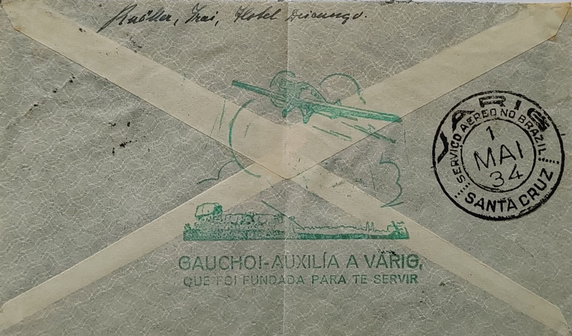 M.P. Beleg Brasilien 1. Mai 1931 "Gauchoi - Auxilia a Varig" - Bild 2 aus 2