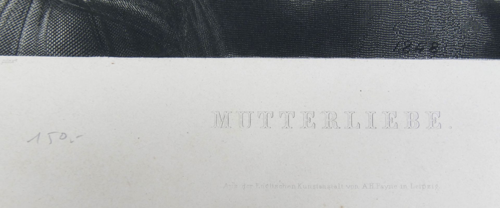 Druckgrafik C.Vogel "Mutterliebe." Aus der Englischen Kunstanstalt von A.H. Payne in Leipzig. - Bild 2 aus 2