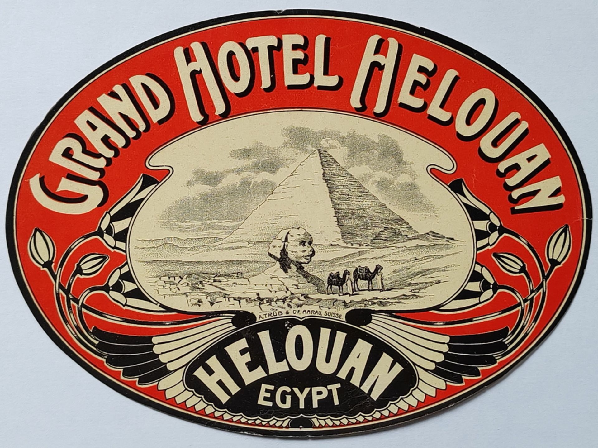 antiker Kofferaufkleber "Grand Hotel Helouan"