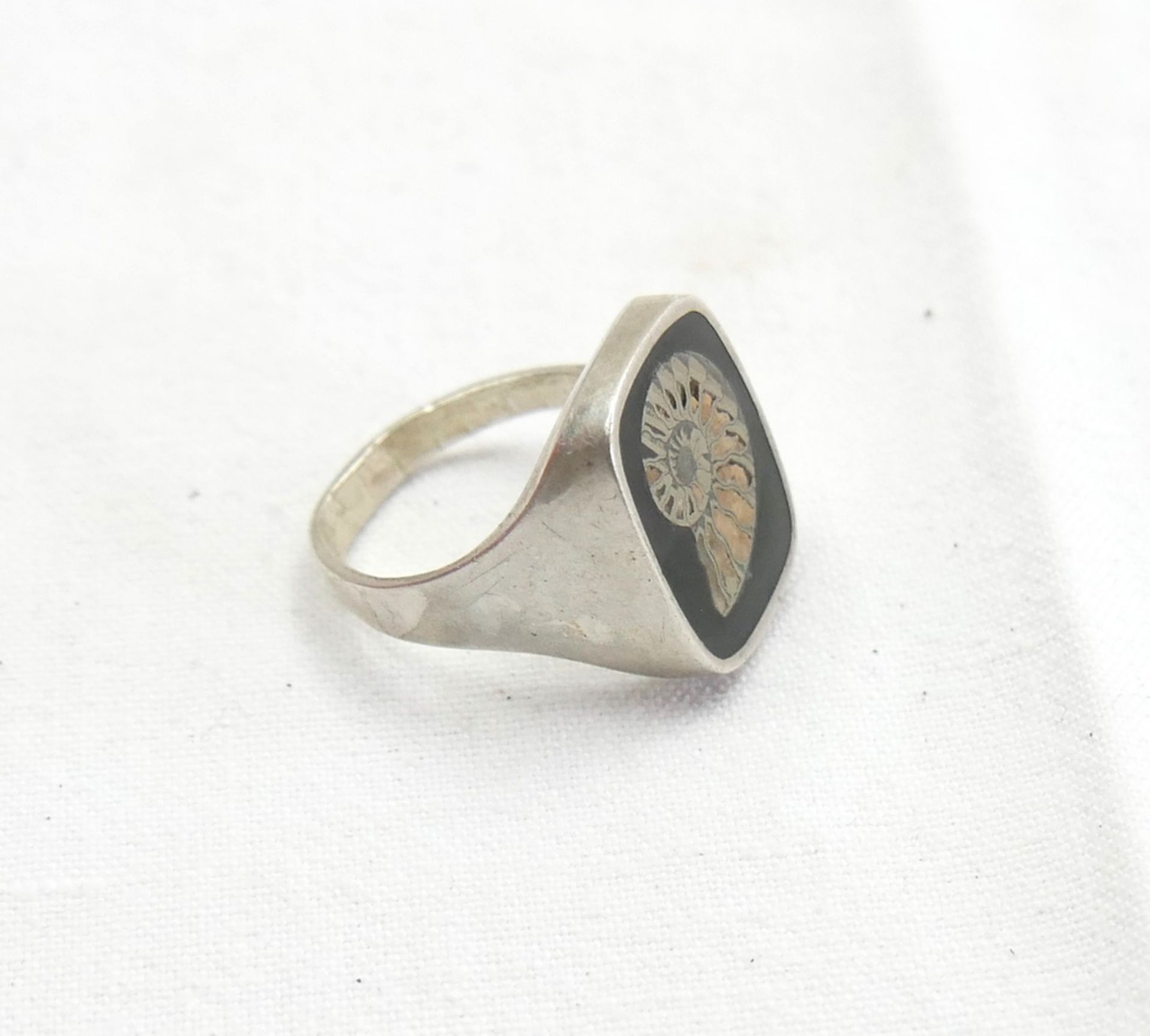 835er Silberring / Siegelring "Ammonit" Ringgröße 62 - Bild 2 aus 2