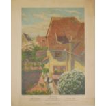 Farblithografie Wilhelm Schacht 1872 - 1952. Motiv aus Rothenburg o. T. "Sonniger Mai" Blattmaße ca.